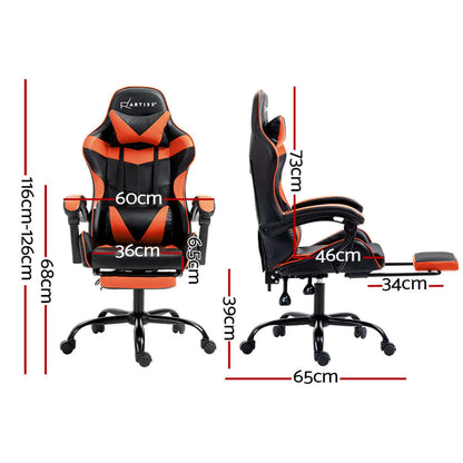 Artiss Gaming Office Chair Executive Footrest - Orange