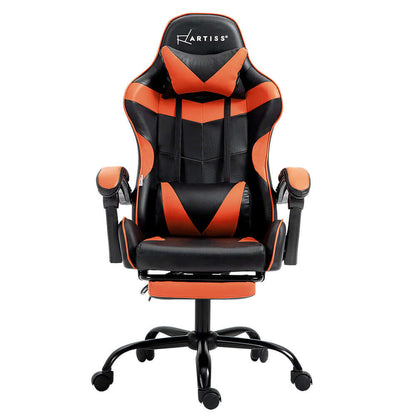 Artiss Gaming Office Chair Executive Footrest - Orange