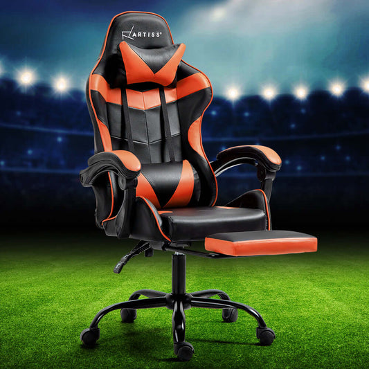 Artiss Gaming Office Chair Executive Footrest - Orange