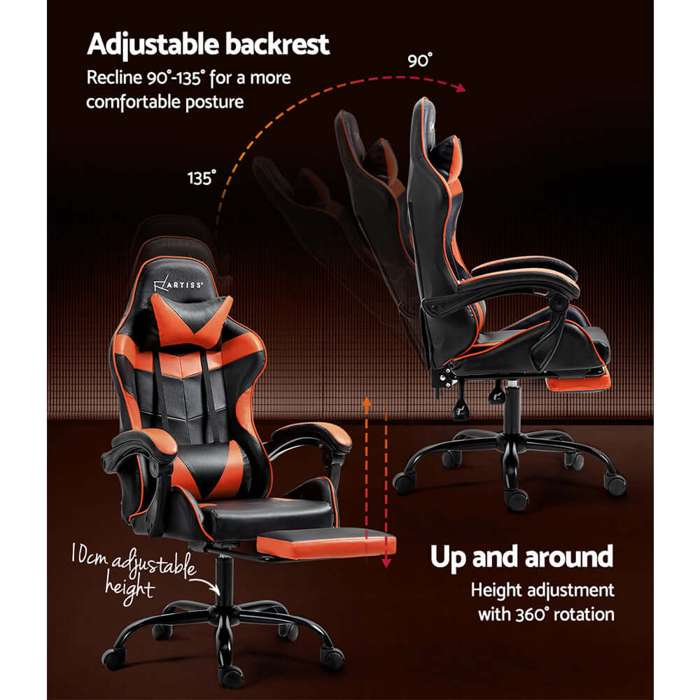 Artiss Gaming Office Chair Executive Footrest - Orange