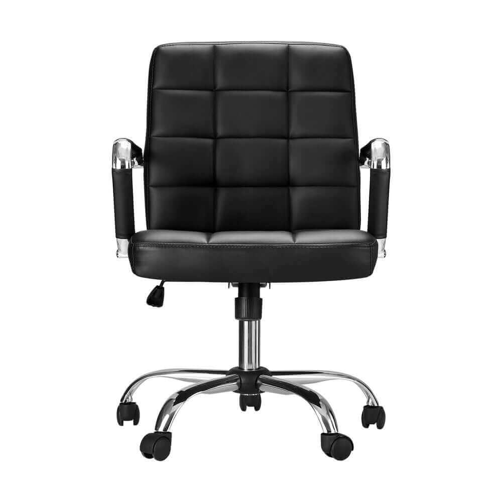 Artiss Office Chair PU Leather Mid Back Black