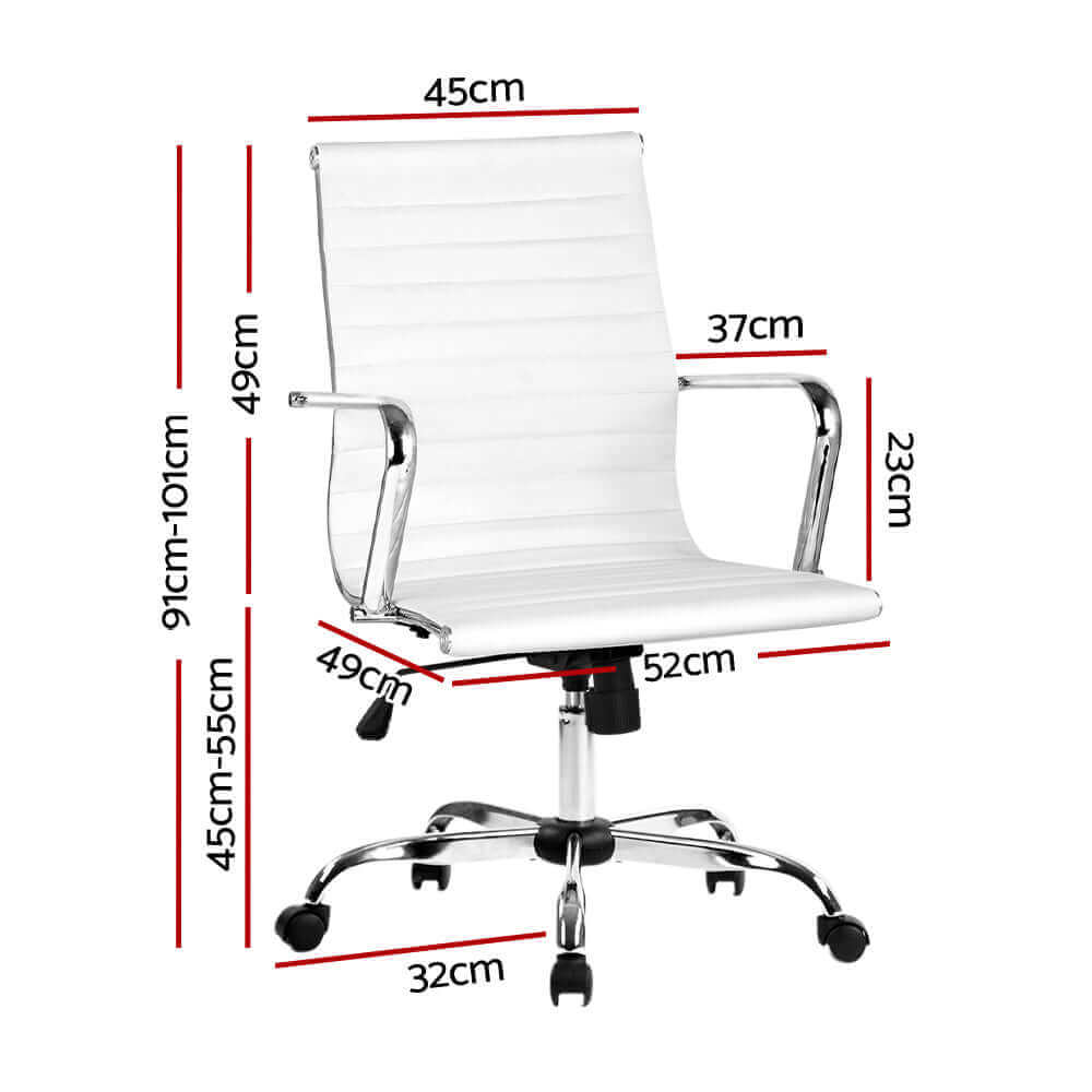 Artiss Office Chair Conference Chairs PU Leather Mid Back White