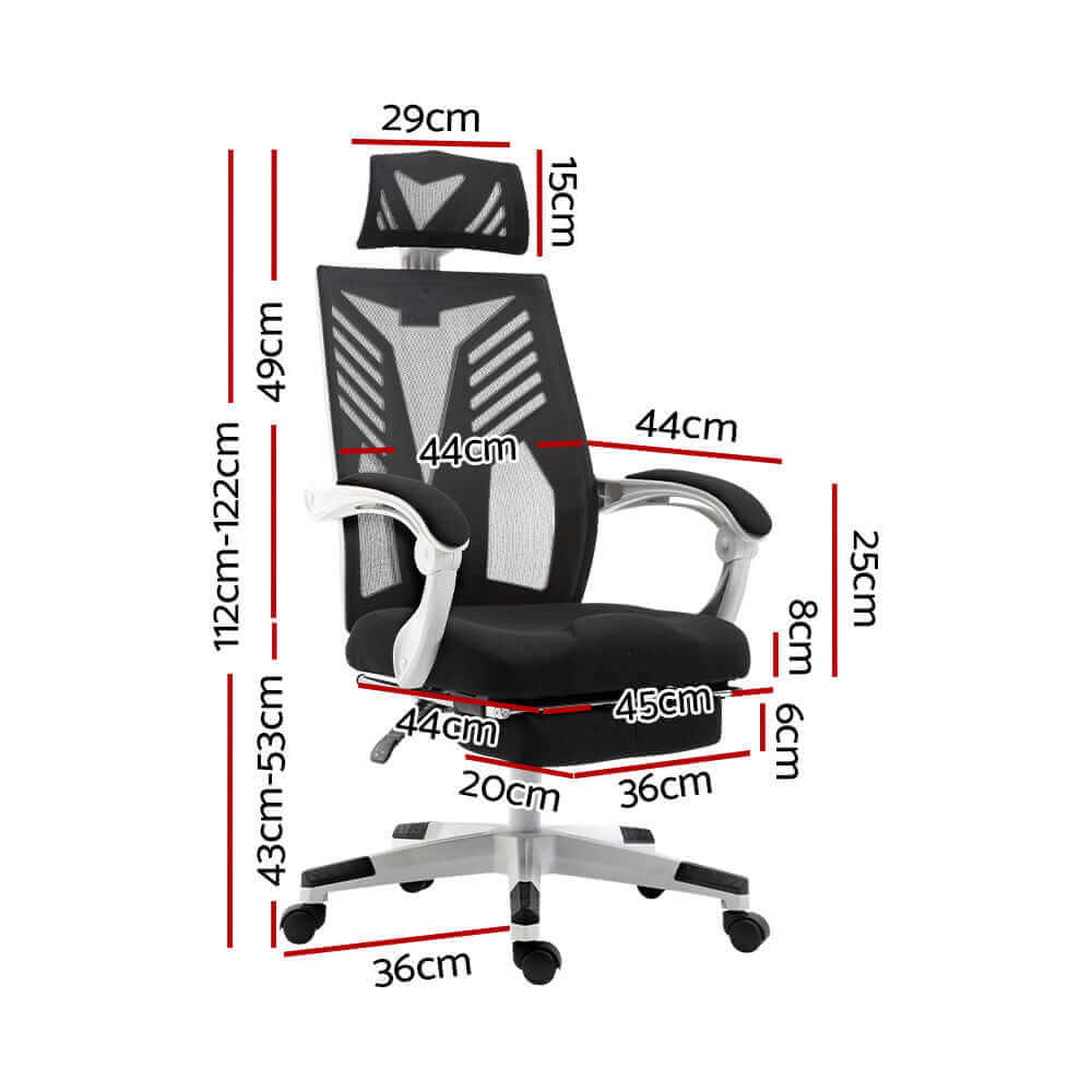 Artiss Mesh Office Chair Recliner Black White