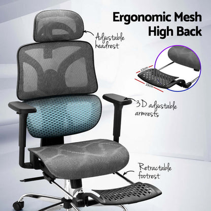 Artiss Ergonomic Office Chair Footrest - Grey