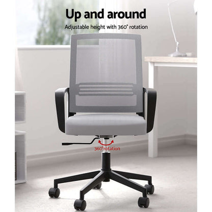 Artiss Mesh Office Chair Computer Gaming Desk Chairs Work Study Mid Back Grey