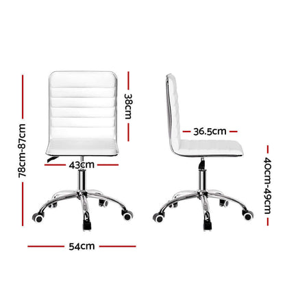 Artiss Office Chair Conference Chairs PU Leather Low Back White