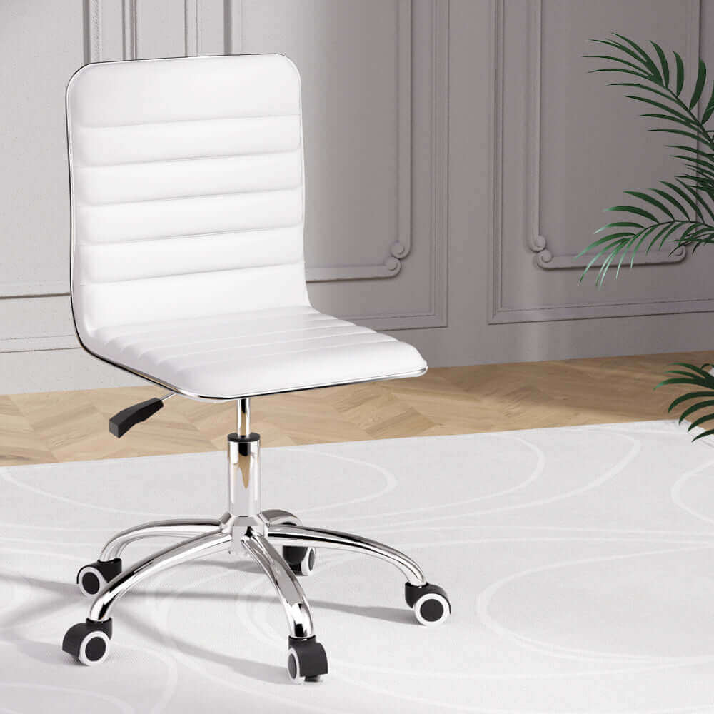 Artiss Office Chair Conference Chairs PU Leather Low Back White