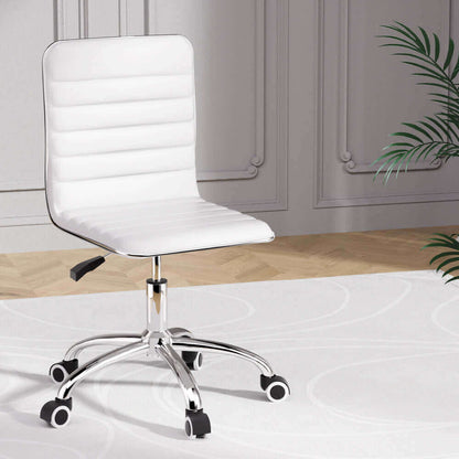 Artiss Office Chair Conference Chairs PU Leather Low Back White