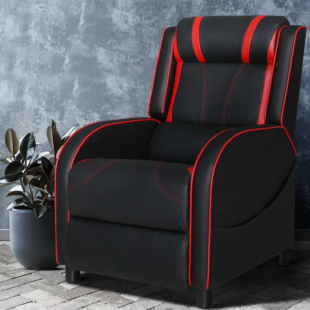 Artiss Recliner Chair Gaming Racing  Sofa Chairs Leather Black