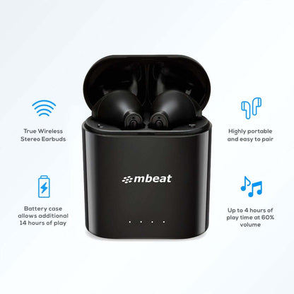 mbeat Exceed E1 & E2 True Wireless Earbuds  - Bluetooth V5.0, Crystal Clear Sound, Comfort Fit, IPX5 Water Resistant