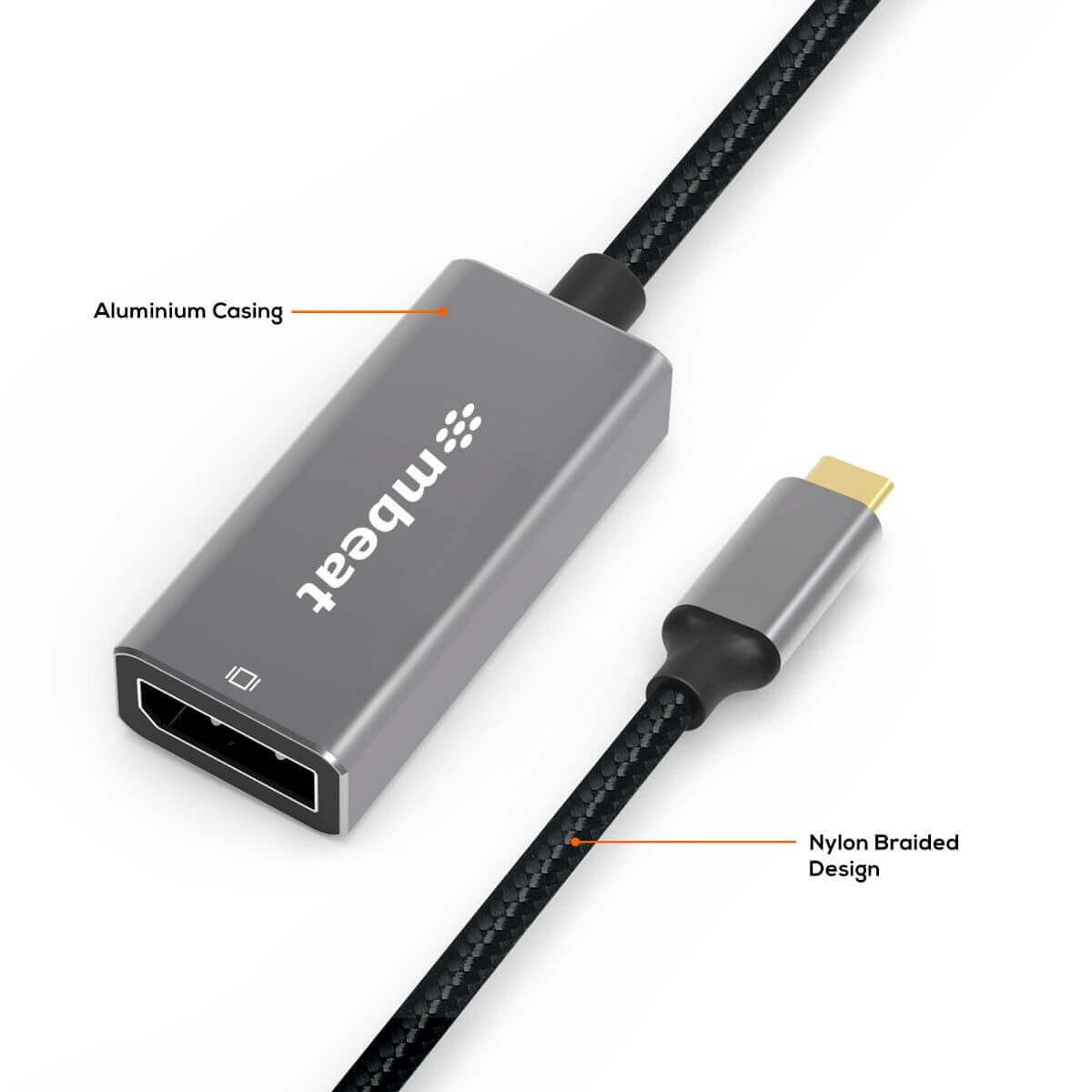 mbeat Elite USB-C to Display Port Adapter - Space Grey