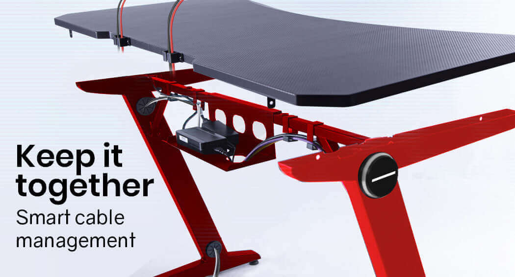 OVERDRIVE DX2 Series Gaming Desk - Red