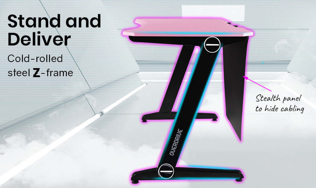 OVERDRIVE DX2 Series Gaming Desk - Pink and Black