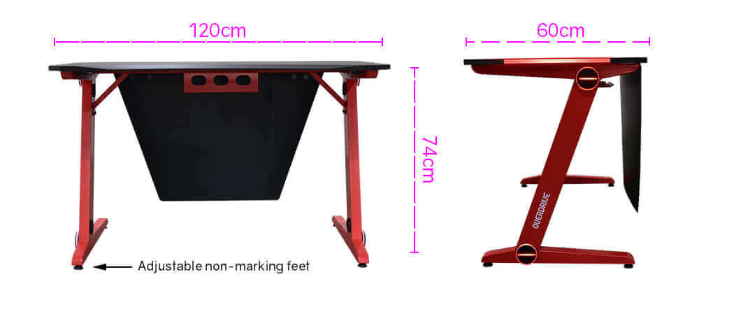 OVERDRIVE DX3 Series Gaming Desk LED-FX™ - Red