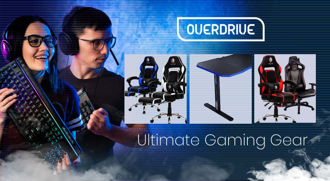 OVERDRIVE CX2 Series Gaming Desk - Blue\Black