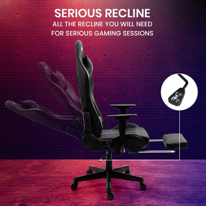 OVERDRIVE Apex Series Reclining Gaming Chair with Footrest, Black