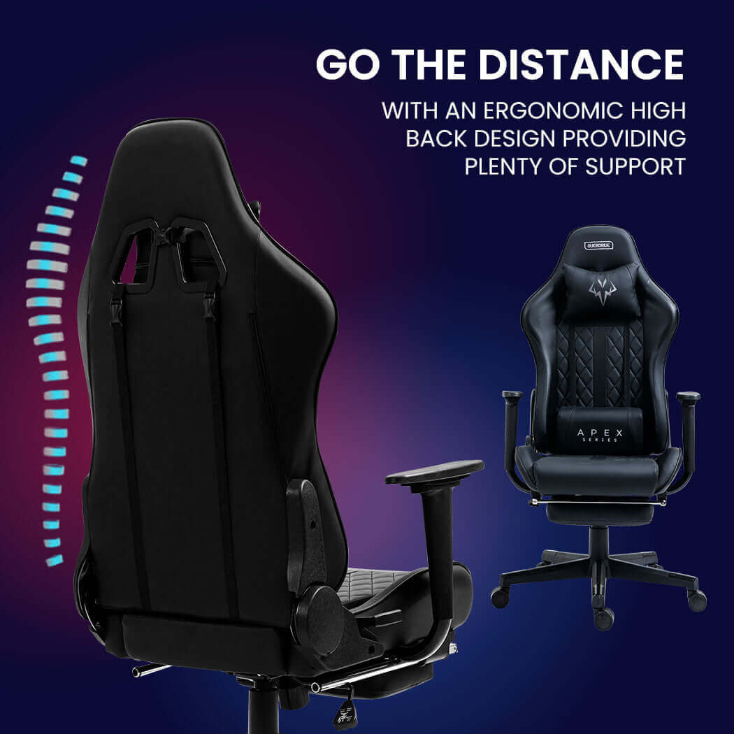 OVERDRIVE Apex Series Reclining Gaming Chair with Footrest, Black