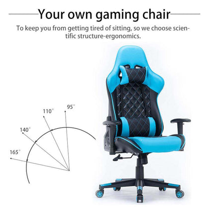 Gaming Chair Ergonomic Racing chair 165° Reclining  3D Armrest Footrest Black