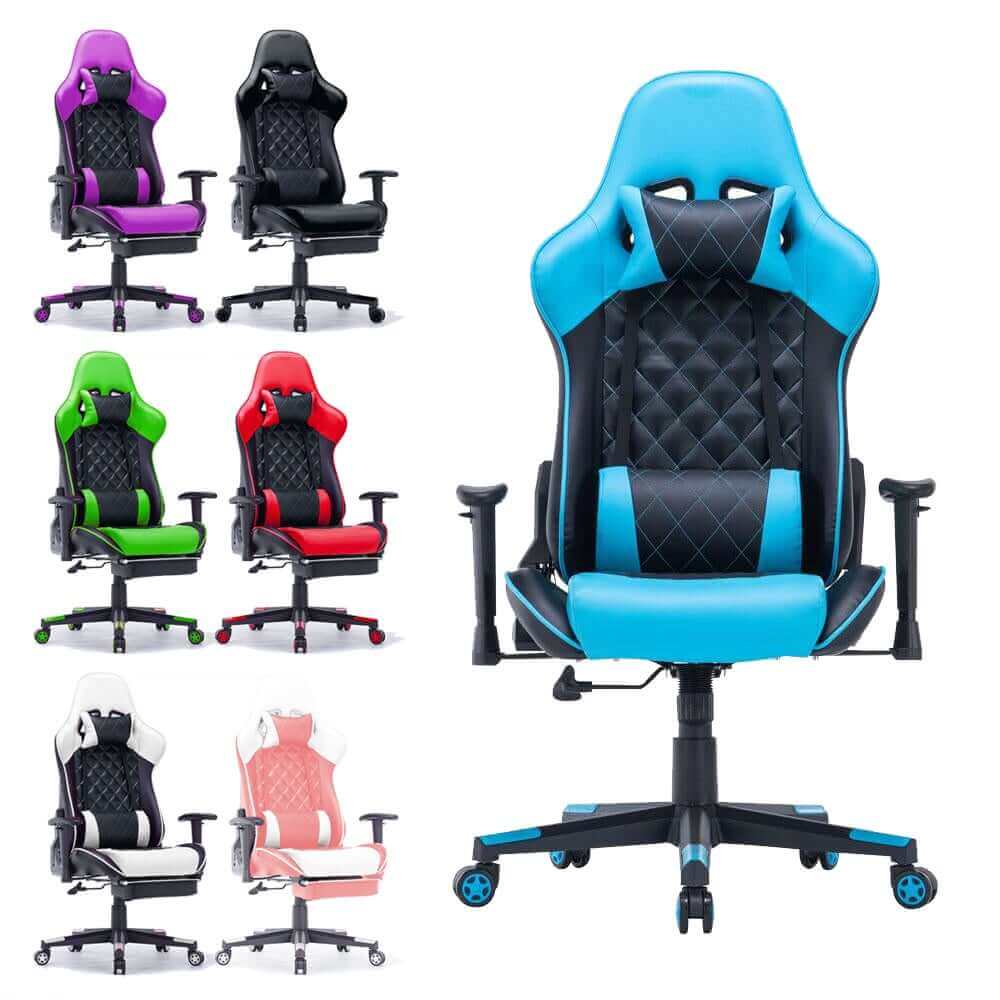 Gaming Chair Ergonomic Racing chair 165° Reclining  3D Armrest Footrest Black