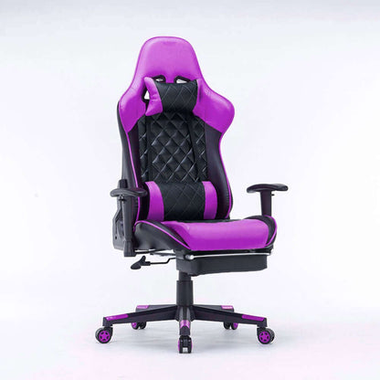 Gaming Chair Ergonomic Racing chair 165° Reclining  3D Armrest Footrest Purple Black