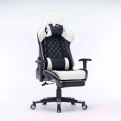 Gaming Chair Ergonomic Racing chair 165° Reclining 3D Armrest Footrest White Black