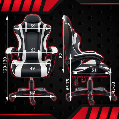 Gaming Chair Office Computer Seating Racing PU Executive Racer Recliner Large Black Red