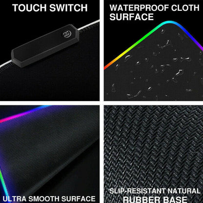 LED Gaming Mouse Pad Large RGB Extended Mousepad Keyboard Desk Anti-slip Mat