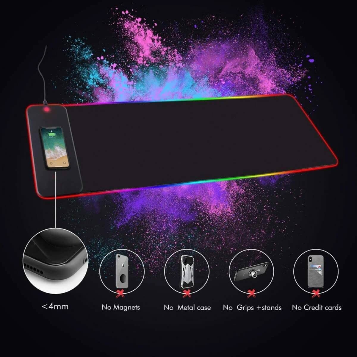 RGB Wireless 15W Oversized Charger Mouse Pad 800x300 MM Gaming Mouse Pad