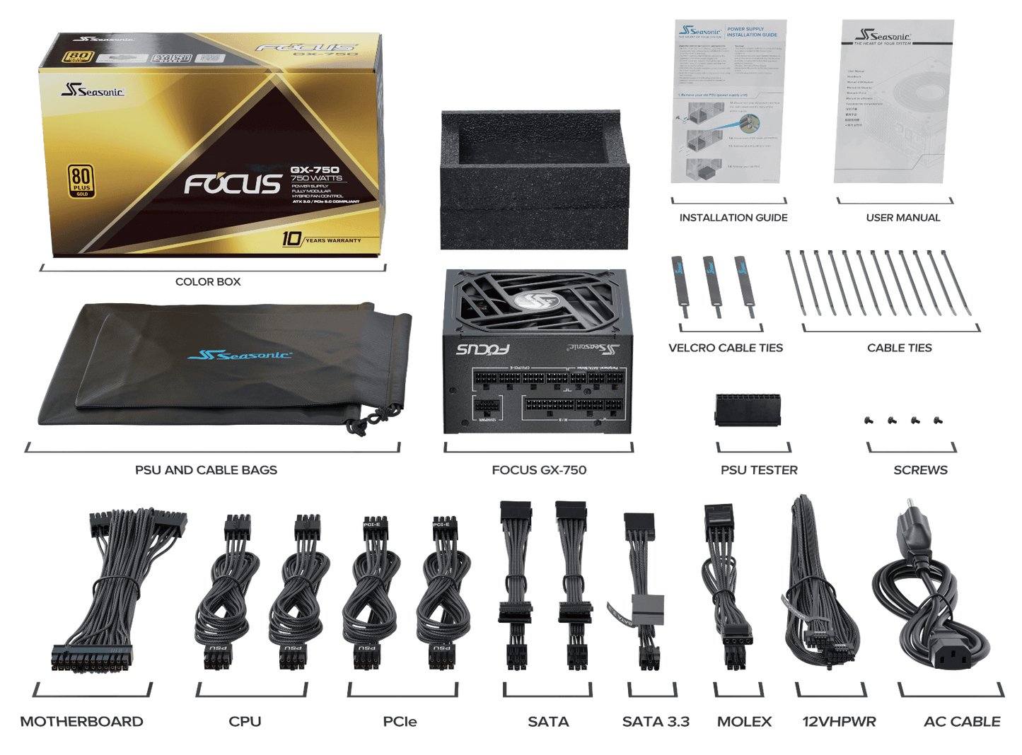 Seasonic FOCUS GX-750 ATX 3.0 750W Gold PSU (SSR-750FX3)