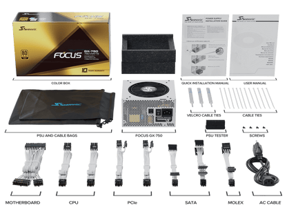 Seasonic FOCUS GX-750 White 750W ATX 3.0 Gold Modular PSU