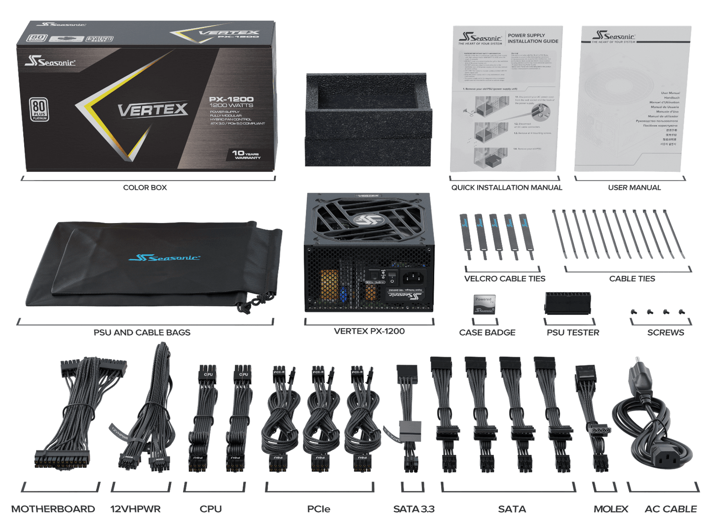 Seasonic VERTEX 1200W (PX-1200) Platinum Fully Modular PSU ATX 3.0