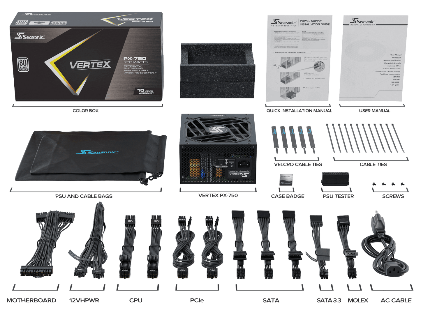 Seasonic VERTEX 750W (PX-750) Platinum Fully Modular PSU ATX 3.0