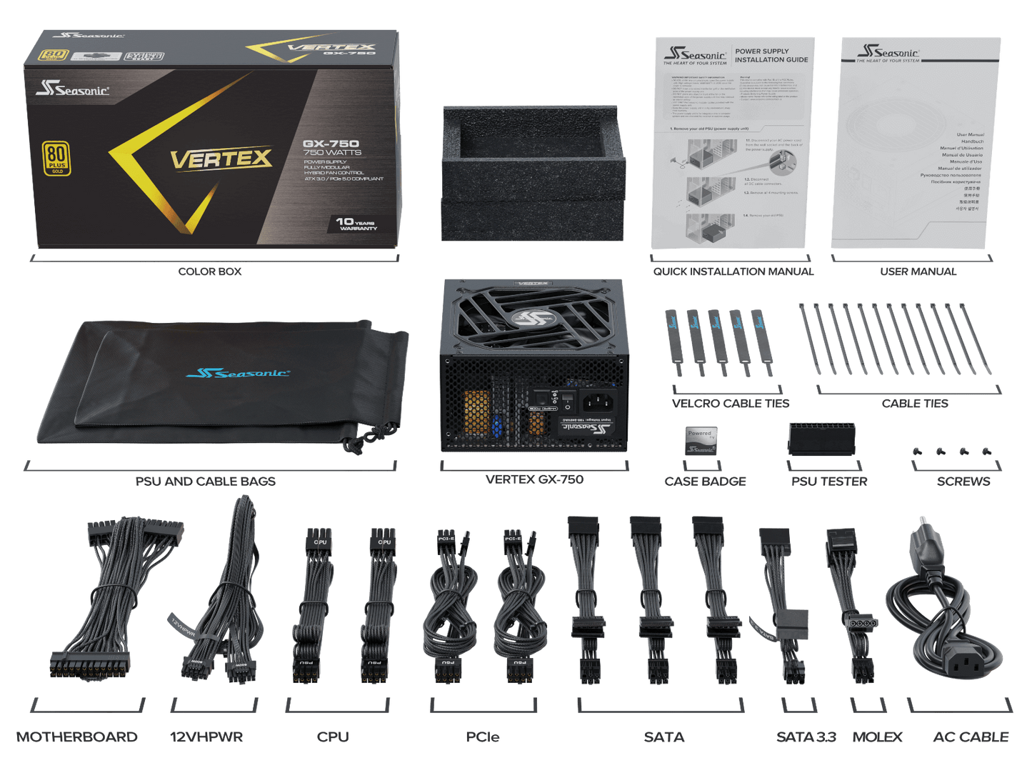 Seasonic VERTEX 750W (GX-750)  80 PLUS Gold Modular PSU ATX 3.0