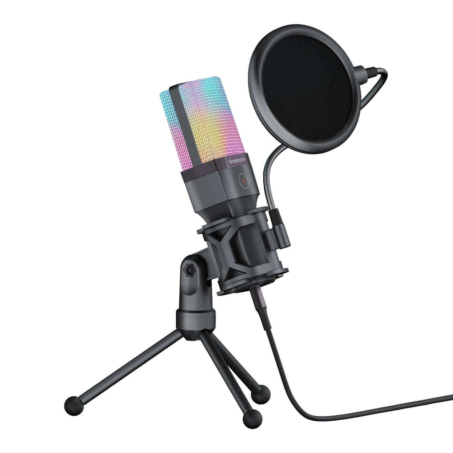 Simplecom RGB Condenser Microphone Tripod & Pop Filter