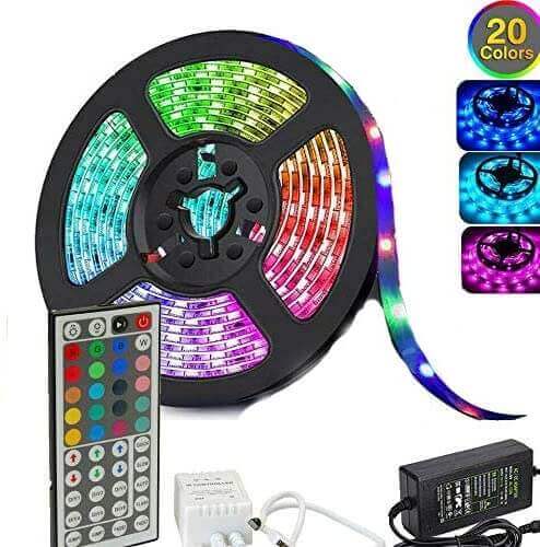 RGB LED Strip Lights Waterproof 5m 12V - 44key IR Controller