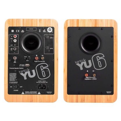 Kanto YU6 200W Powered Bookshelf Speakers - Pair - Bamboo/Matte Black/Walnut