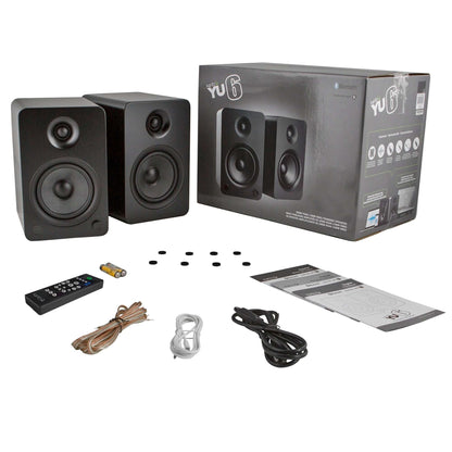 Kanto YU6 200W Powered Bookshelf Speakers - Pair - Bamboo/Matte Black/Walnut