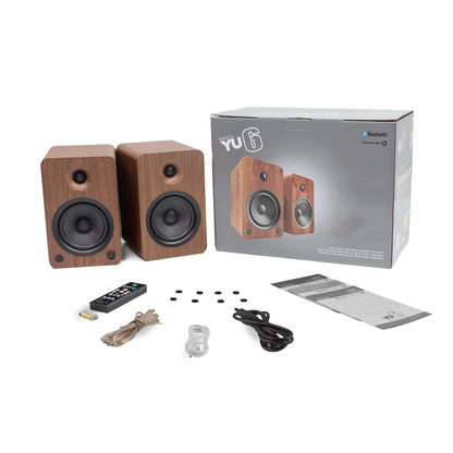 Kanto YU6 200W Powered Bookshelf Speakers - Pair - Bamboo/Matte Black/Walnut