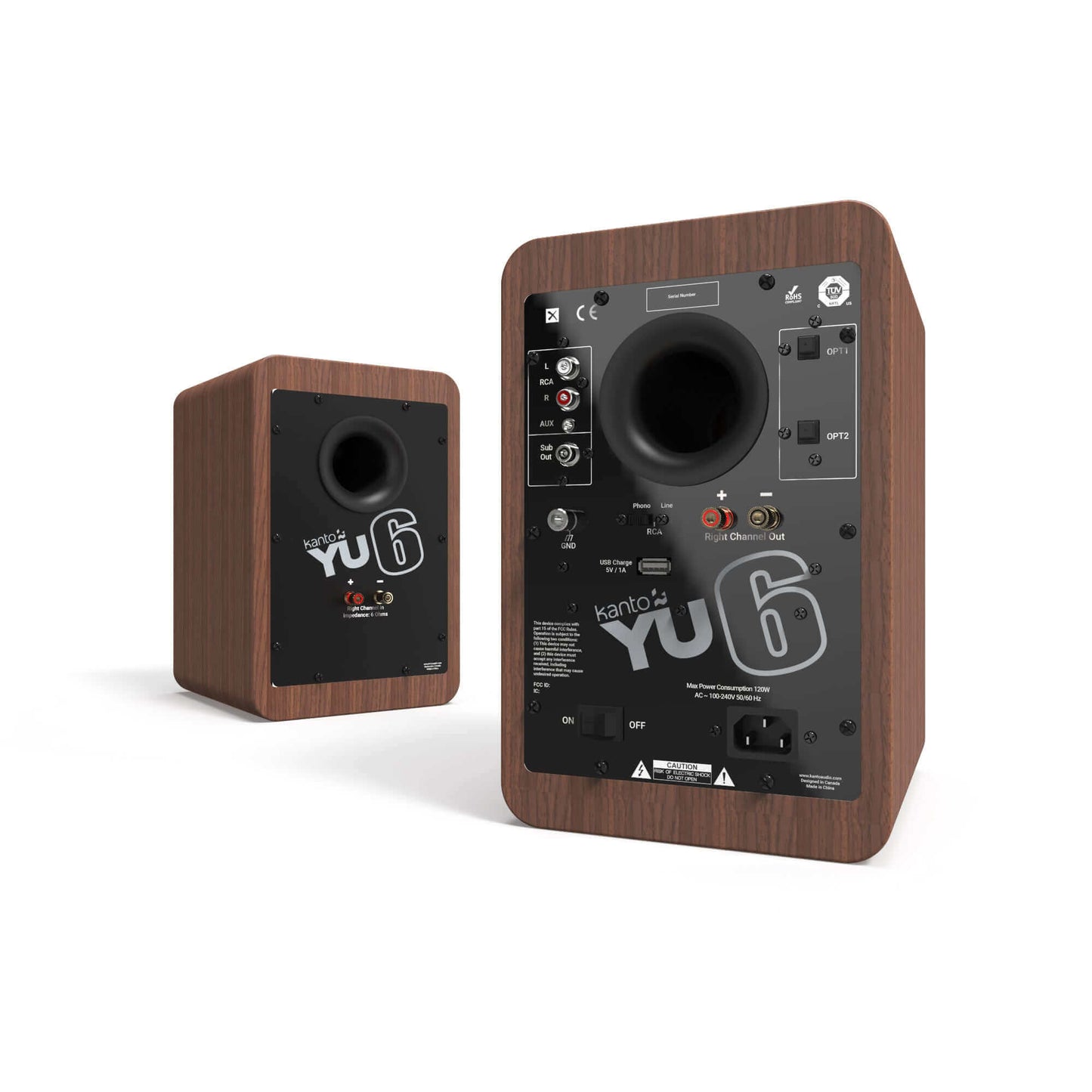 Kanto YU6 200W Powered Bookshelf Speakers - Pair - Bamboo/Matte Black/Walnut