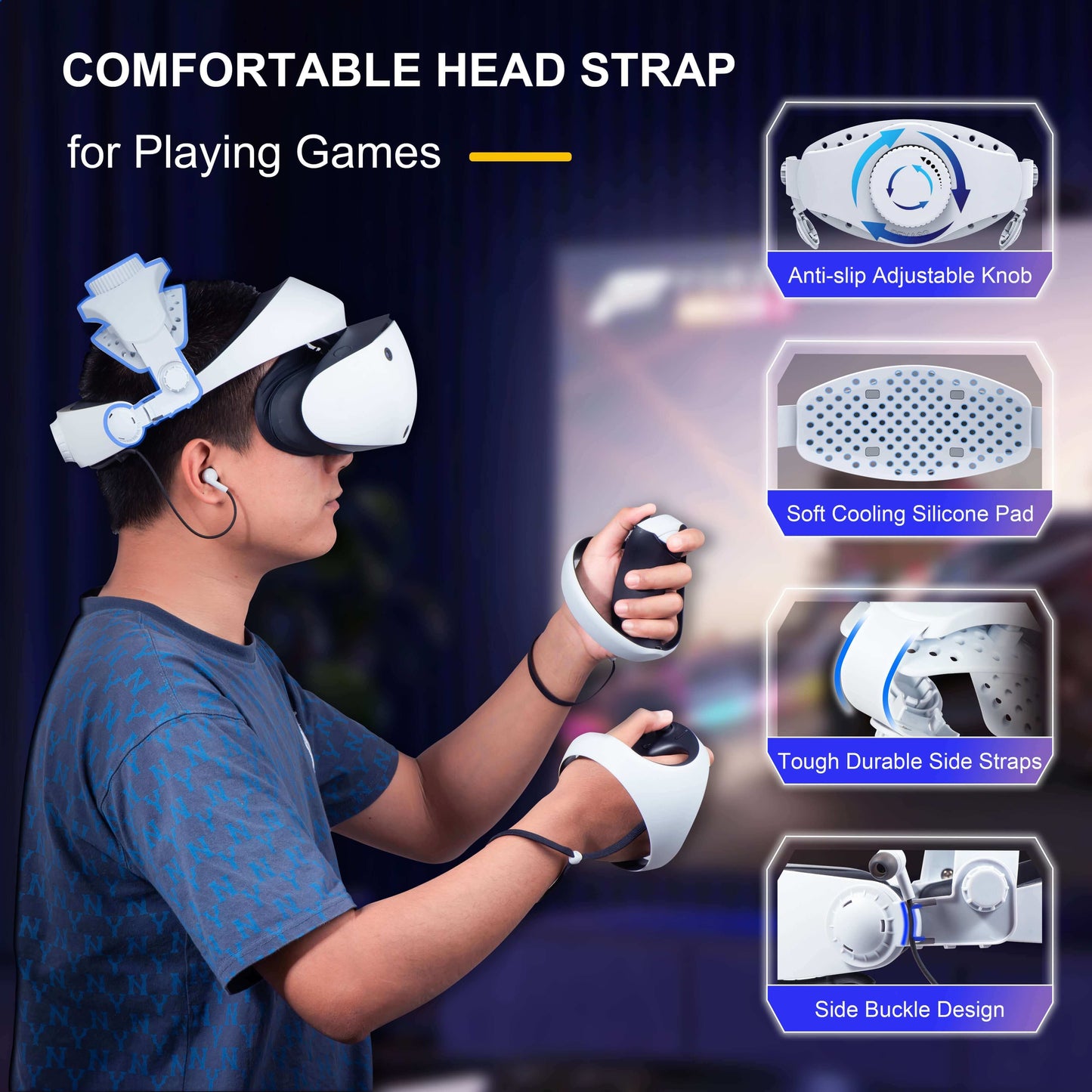 DEVASO Adjustable Head Strap for Playstation VR2, Reduced Pressure Lightweight