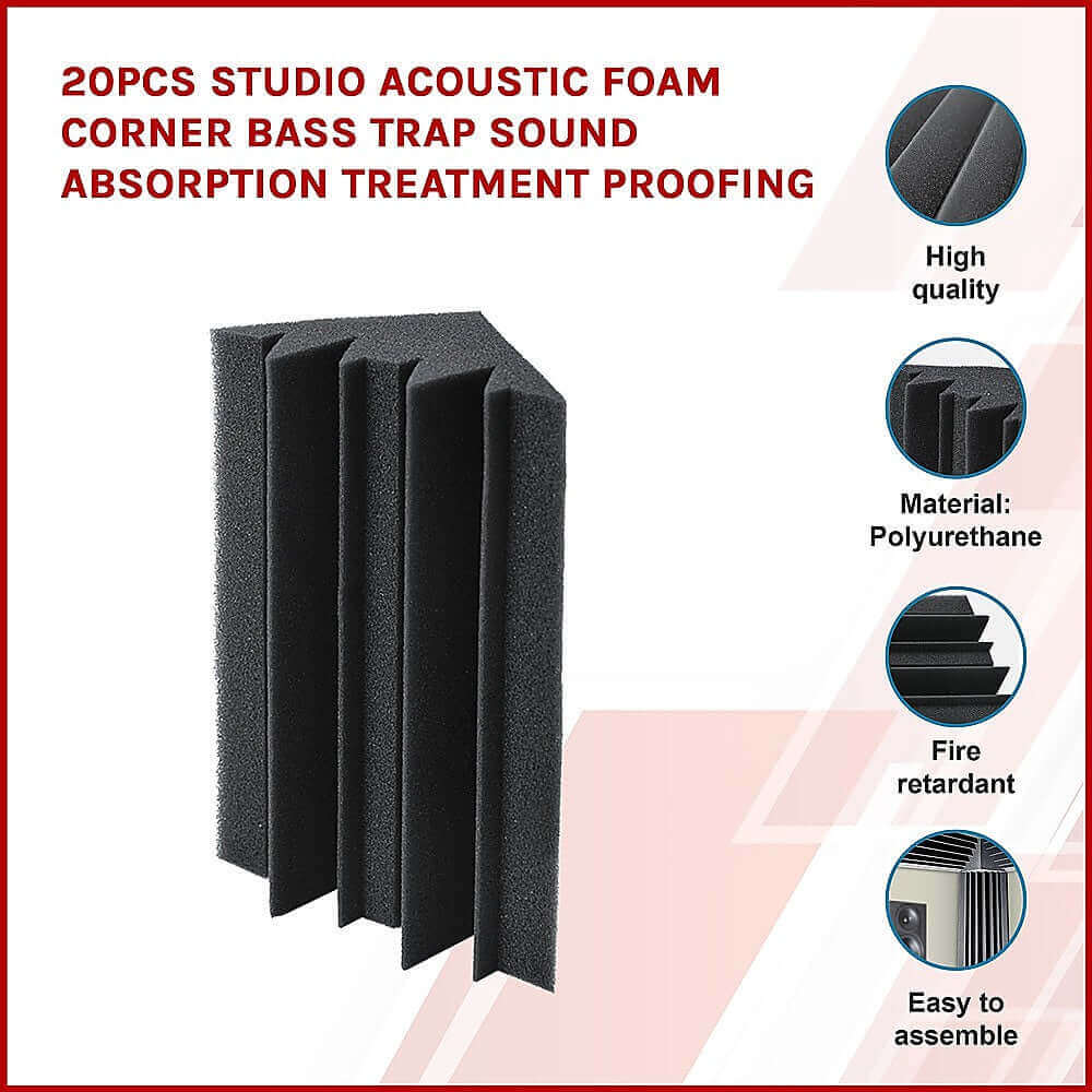 Studio Acoustic Foam for Sound Absorption Corner 20pc