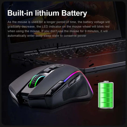 X-11 RGB USB 2.4G Wireless Gaming Mouse 4000 DPI 9 Buttons Programmable Ergonomic for Gamer Mice Laptop PC Computer