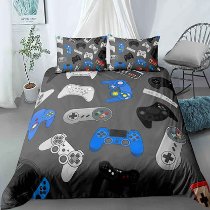 Ultimate Gamer Bedding Set - Stylish Duvet Cover & Pillowcase for Single, Double, Queen, and King Beds!