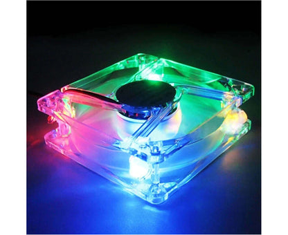 8025 Clear 8Cm with LED Lights Chassis Cooling Fan for PC Computer Case Cooler