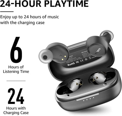 A1 Mini Wireless Earbuds Bluetooth 5.3 in Ear Light-Weight Headphones Built-In Microphone, Immersive Premium Sound Long Distance Connection Headset with Charging Case, Black