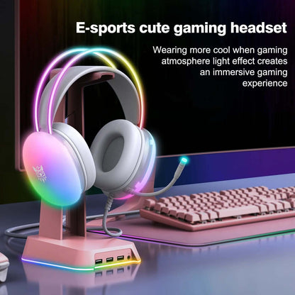 2024 New Headset Full RGB PC Gaming Headphones with RGB Lights for GAMMER KOL