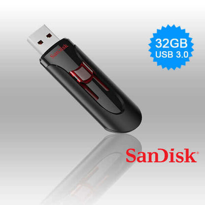 SanDisk Cruzer Glide USB 3.0 Flash Drive - Secure Data Transfer & Backup 16GB/32GB/64GB